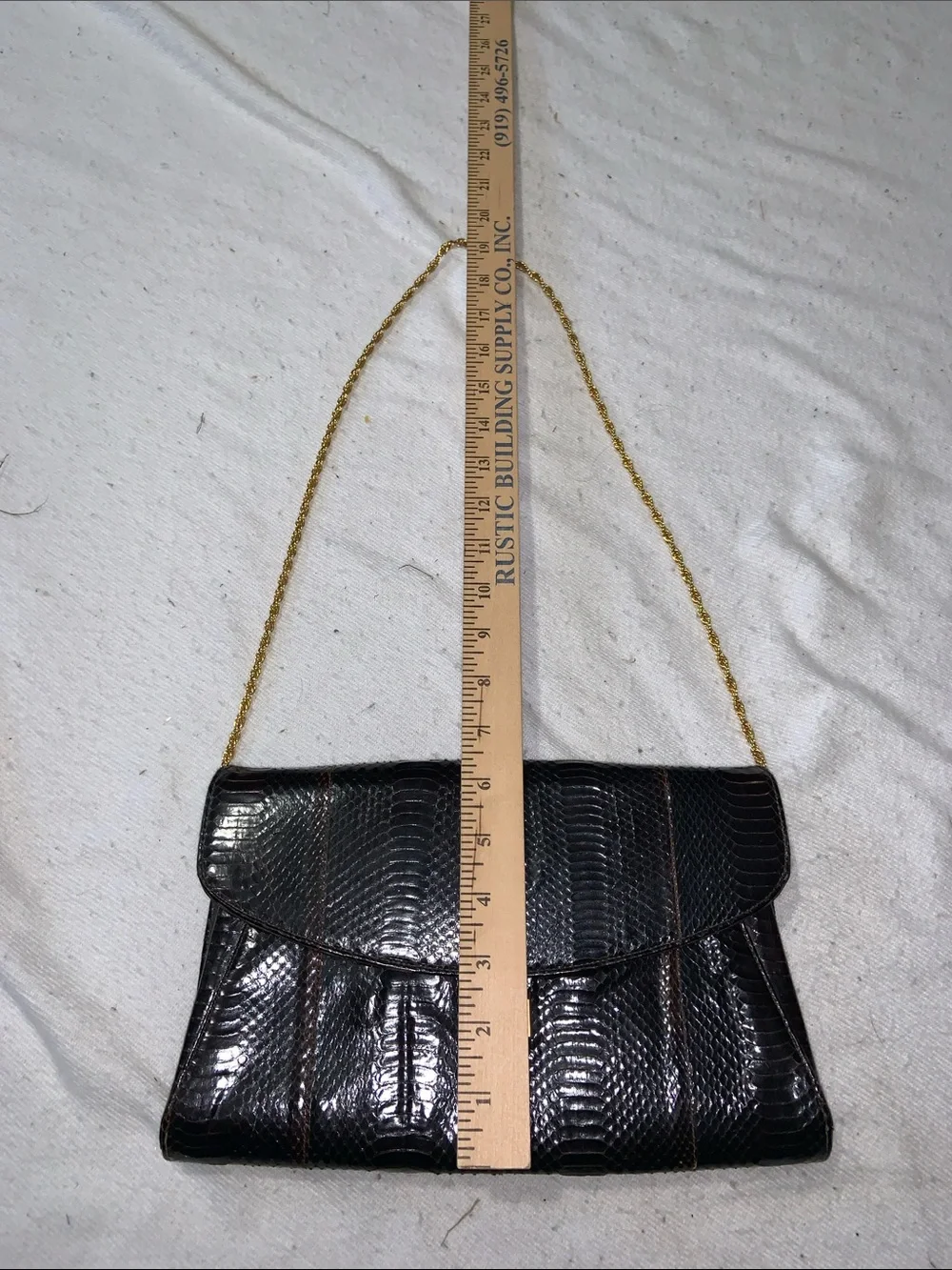 Black/Brown Textured SNAKE SKIN Shoulder Bag with Gold Chain and Lock